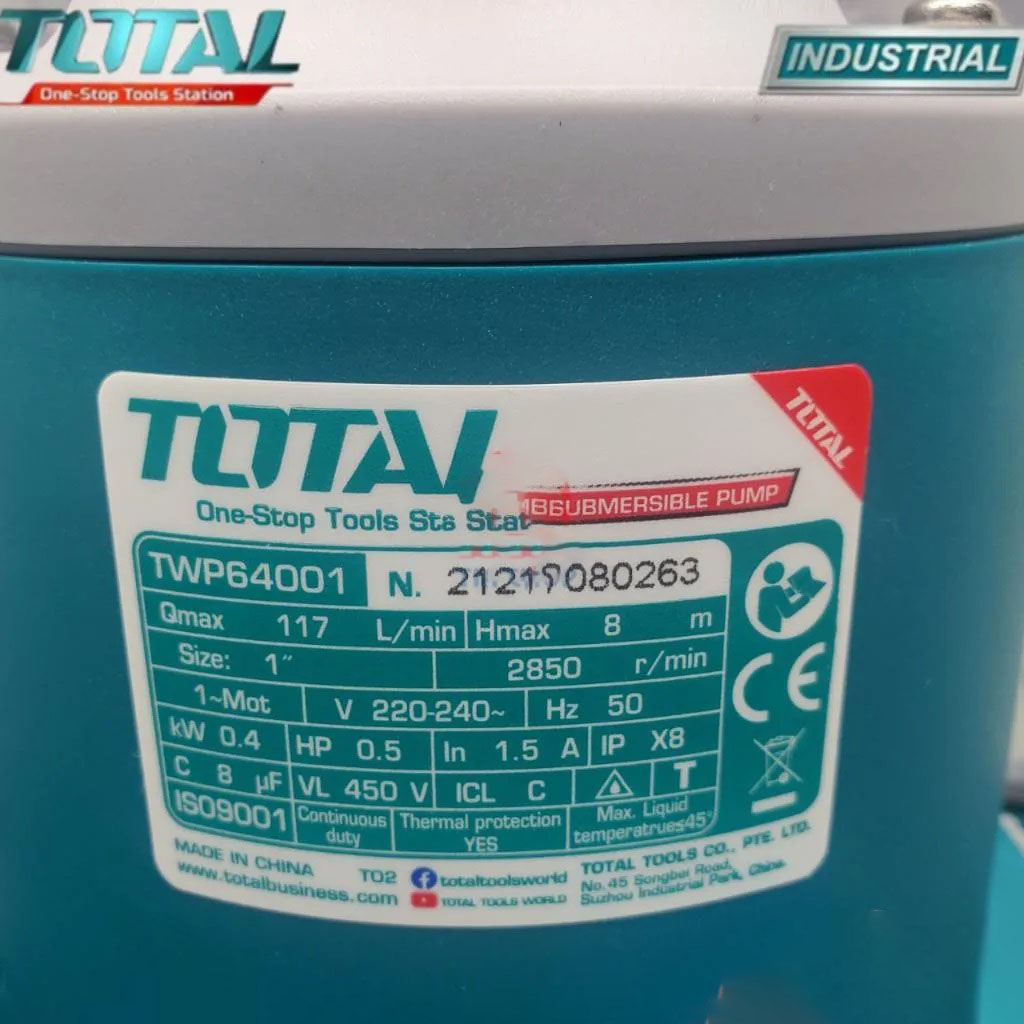 Hình ảnh 14 của mặt hàng Máy bơm chìm nước sạch 400W Total