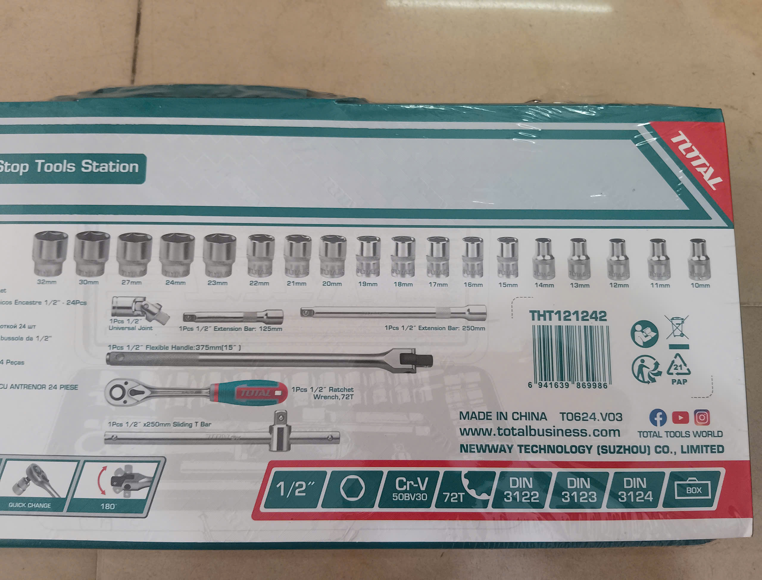 Hình ảnh 14 của mặt hàng Bộ 24 đầu tuýp 1/2" Total