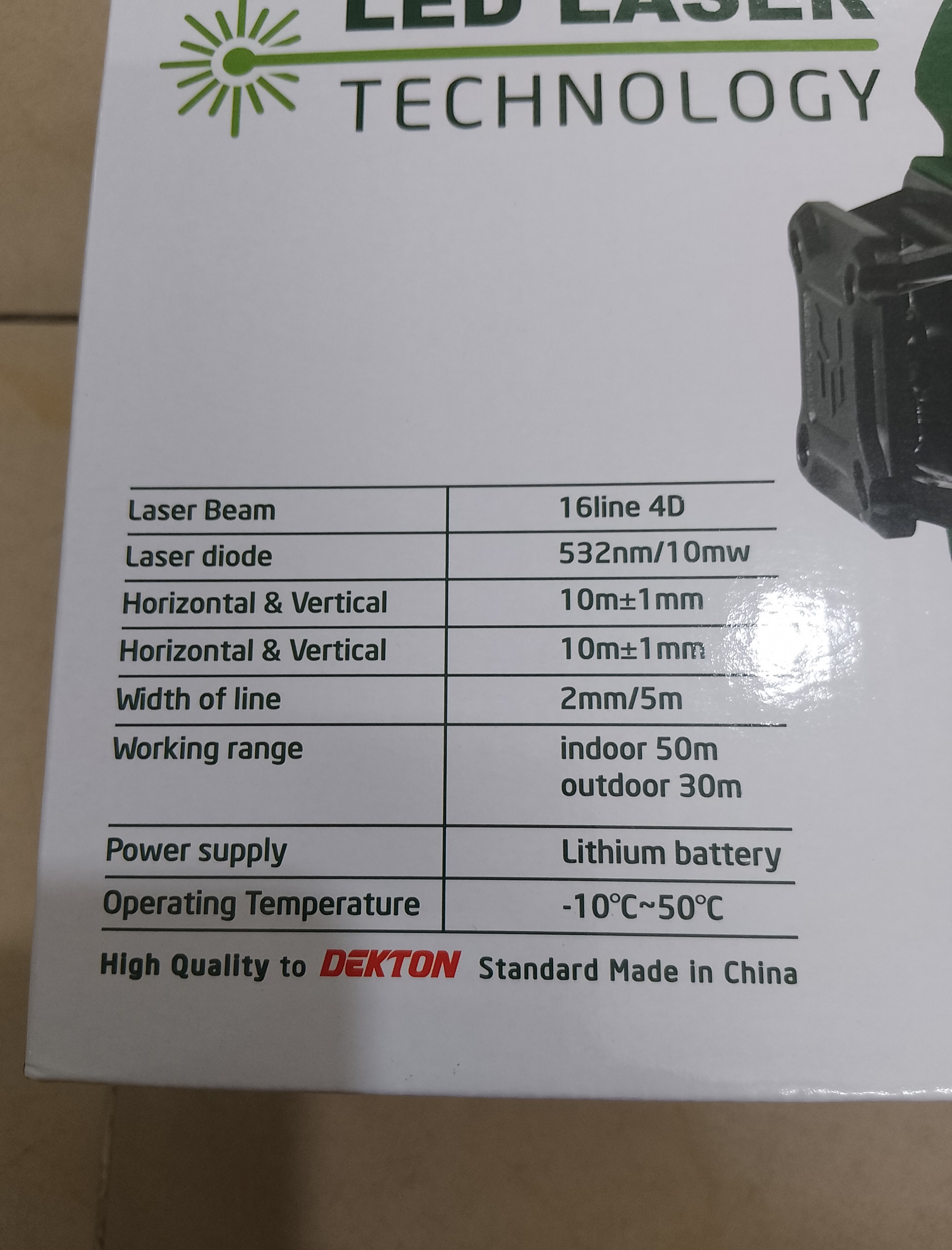 Hình ảnh 28 của mặt hàng Máy cân bằng, cân chỉnh tia laser hoạt động bằng pin hiệu Dekton; Model: DK-LS1601 (10/T)