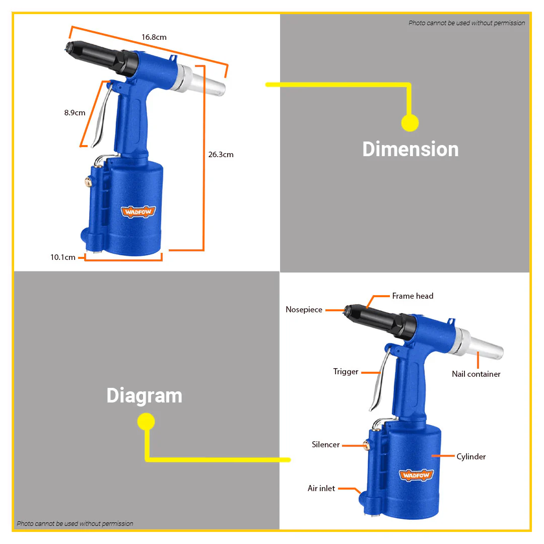 Hình ảnh 3 của mặt hàng Súng rút đinh rivet dùng khí 17mm Wadfow