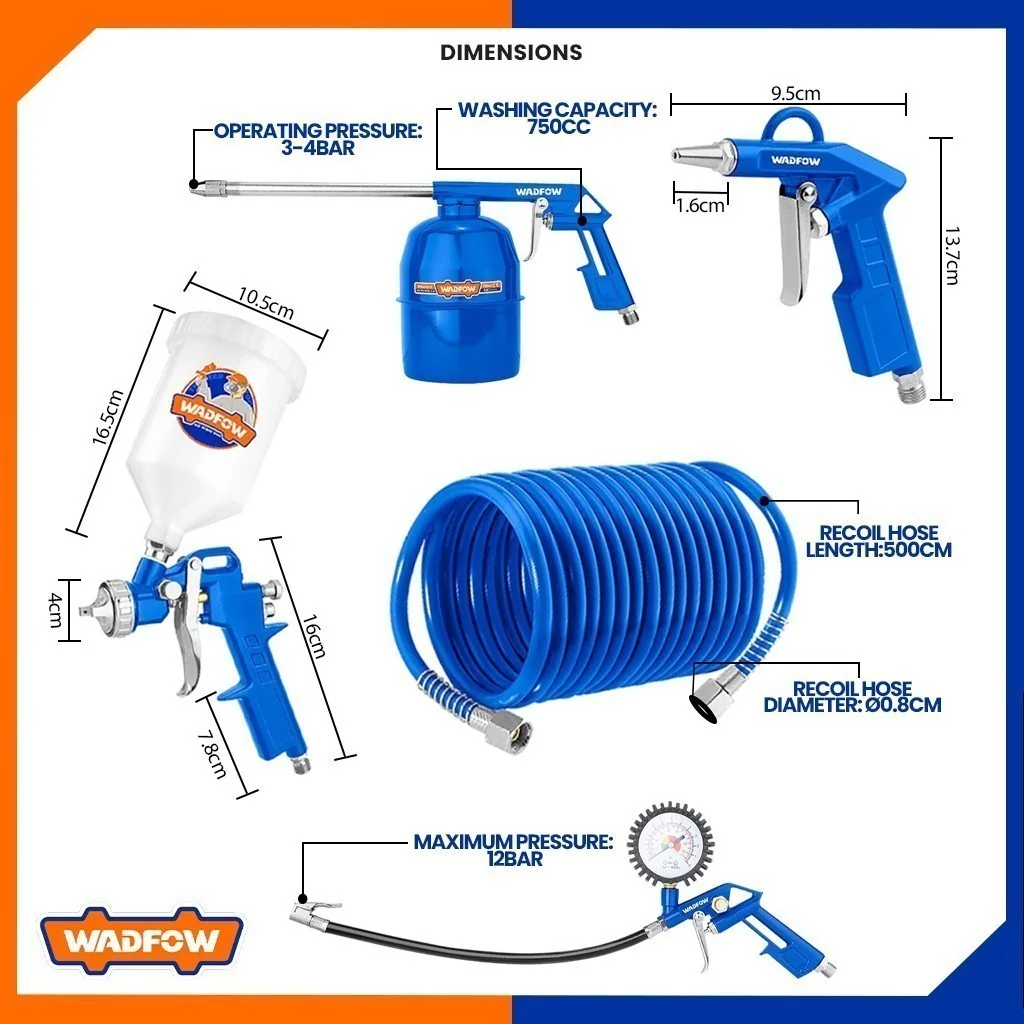 Hình ảnh 2 của mặt hàng Bộ 5 dụng cụ dùng khí nén Wadfow