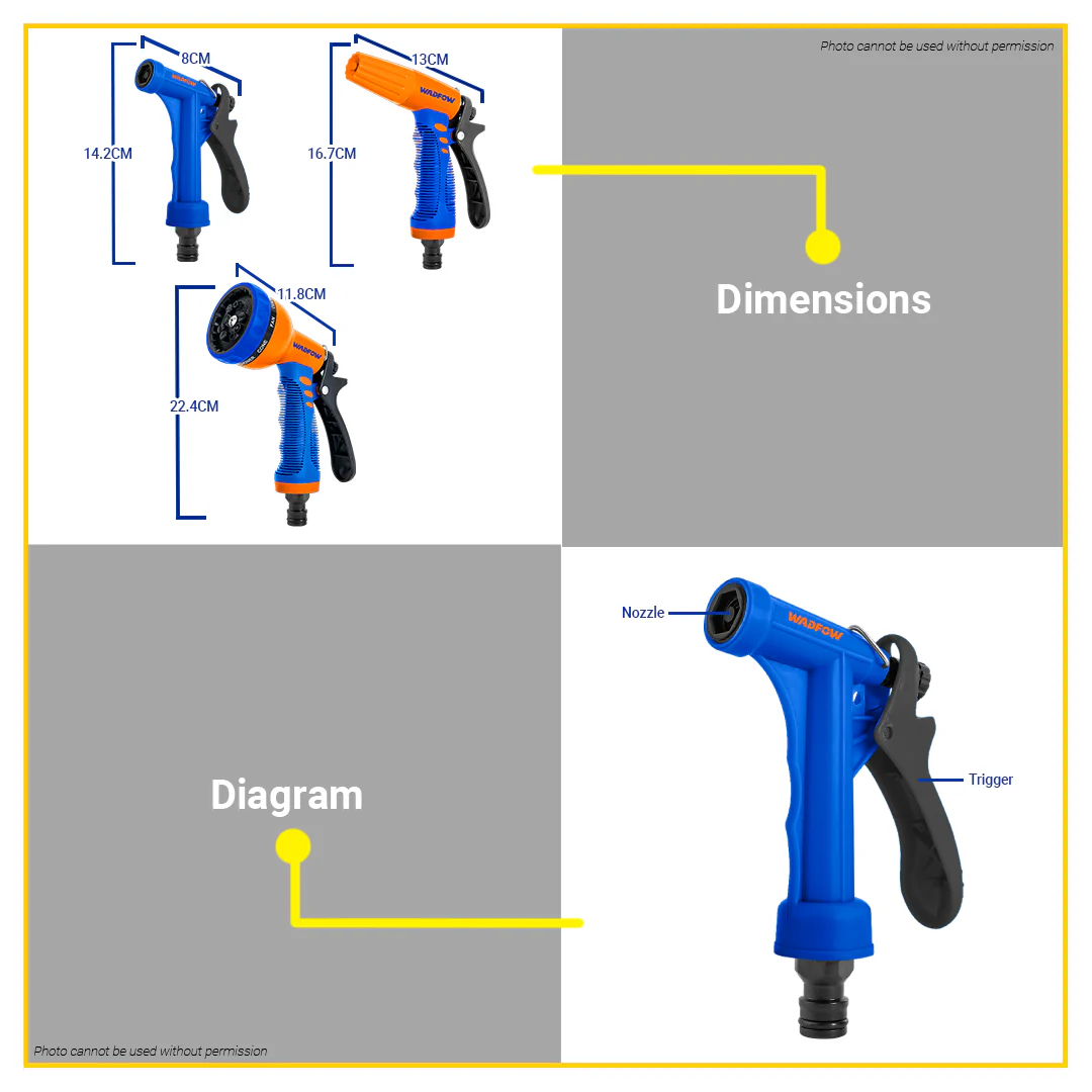 Hình ảnh 5 của mặt hàng Vòi xịt nhựa đúc 3 chế độ Wadfow
