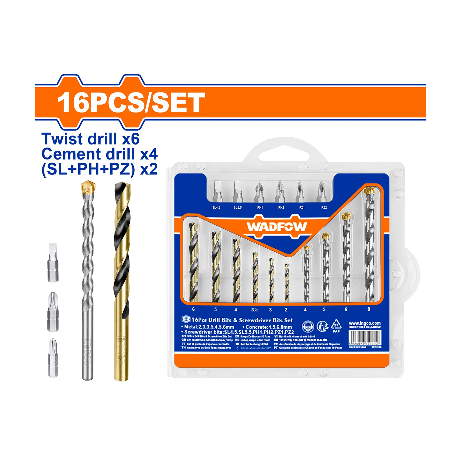 Hình ảnh 1 của mặt hàng Bộ 16 mũi khoan và mũi vít Wadfow