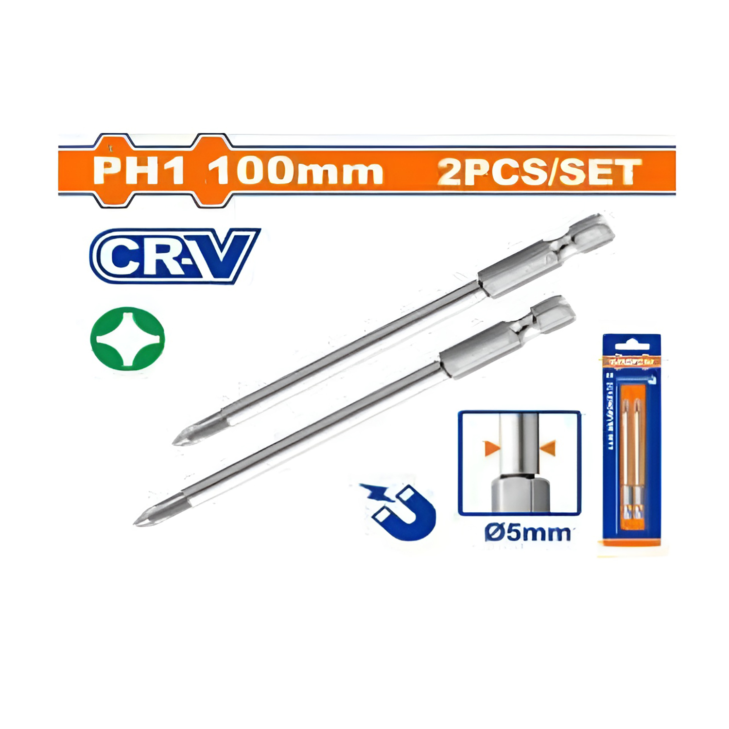 Hình ảnh 3 của mặt hàng Bộ 2 mũi vít bake nối dài PH1x100mm Wadfow