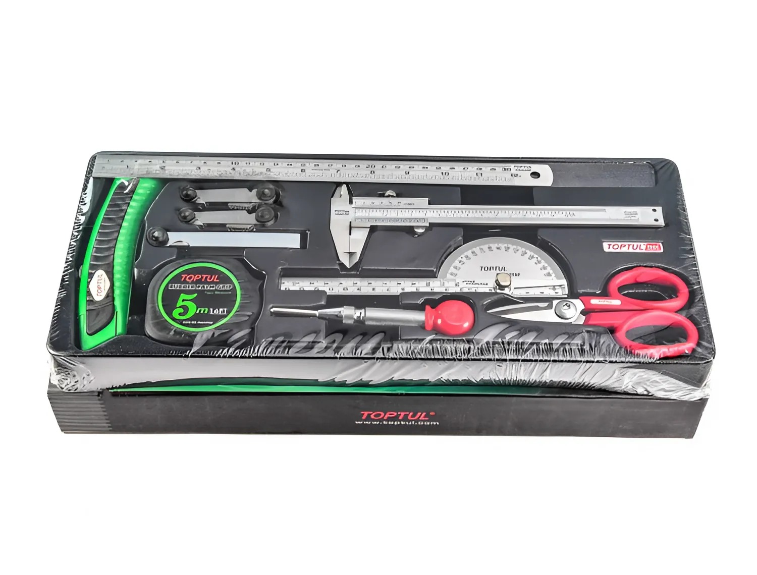 Hình ảnh 2 của mặt hàng Bộ dụng cụ thước dao kéo 11 chi tiết Toptul