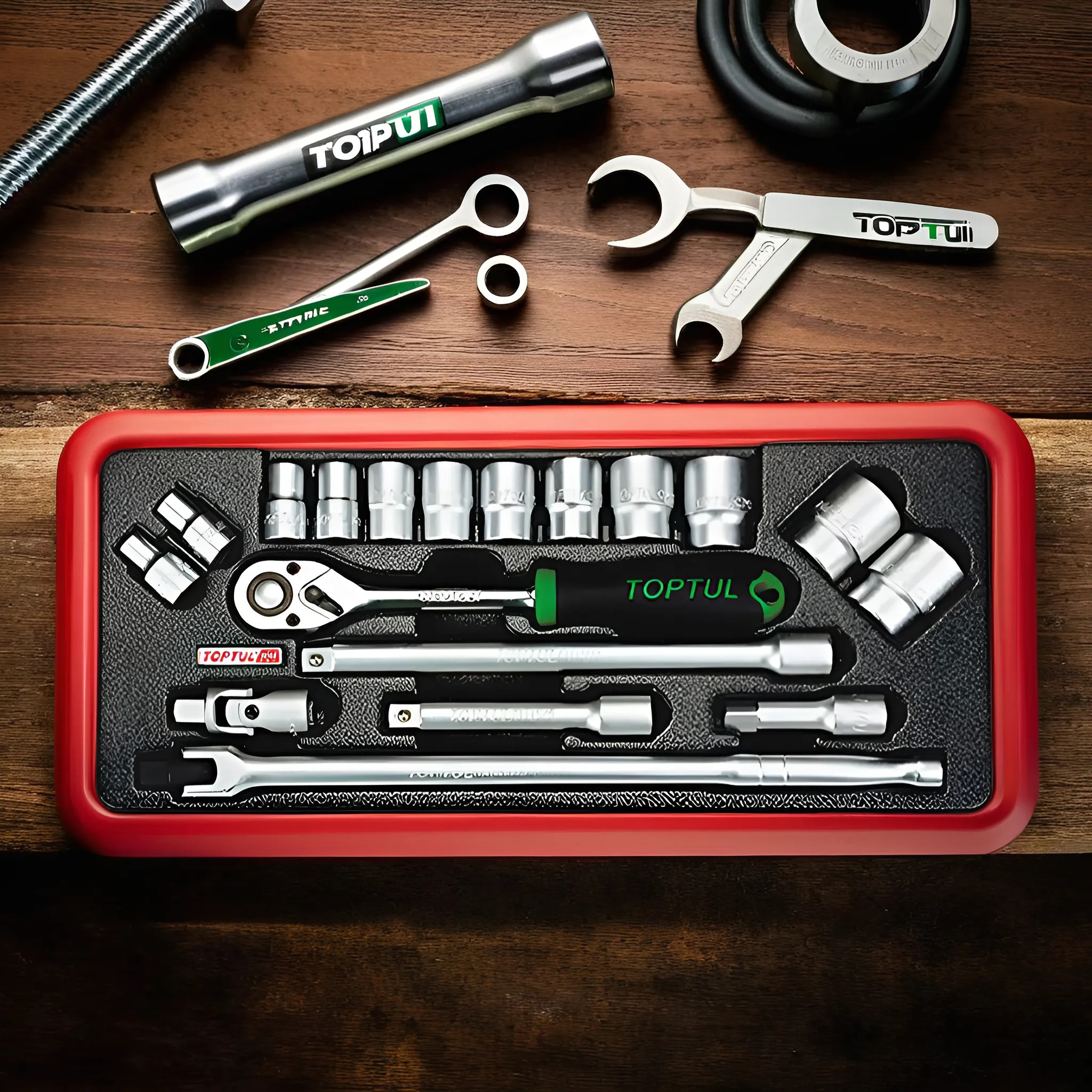 Hình ảnh 2 của mặt hàng Bộ tuýp lục giác 1/2" 18 chi tiết Toptul