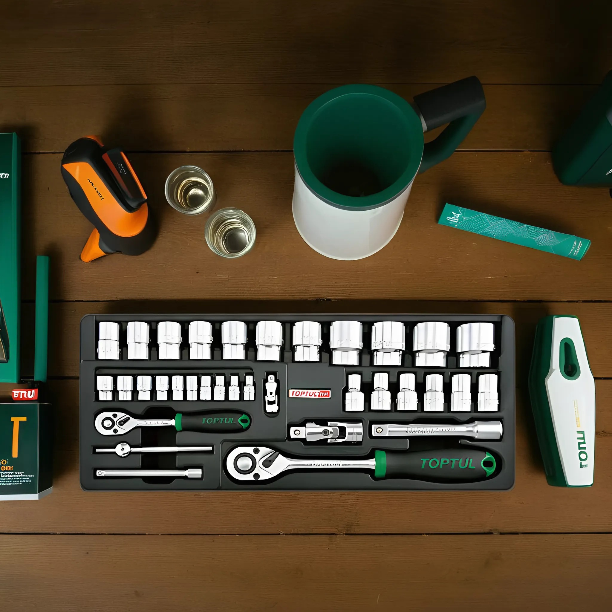 Hình ảnh 2 của mặt hàng Bộ tuýp 1/2" & 1/4" 34 chi tiết Toptul