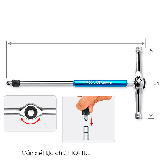 Hình ảnh 2 của mặt hàng Cần xiết lực chữ T 3/8" Toptul