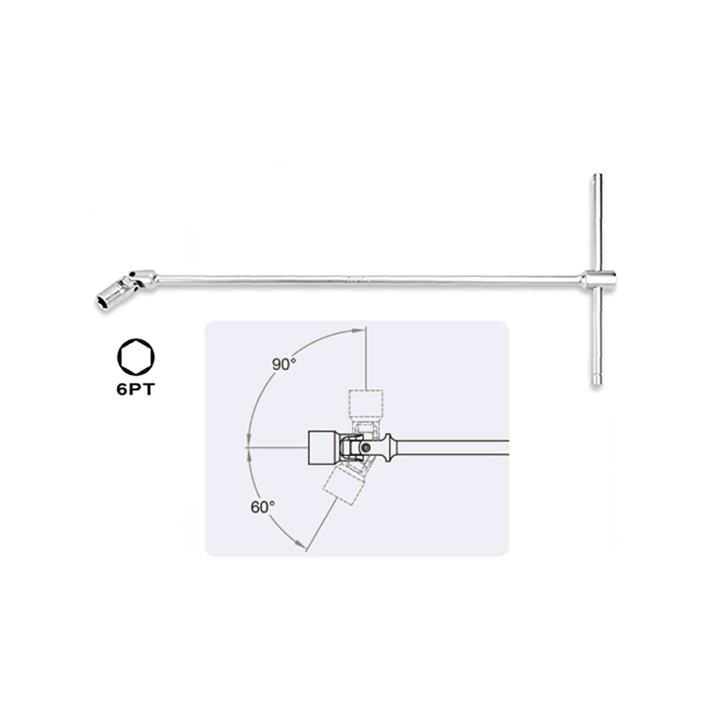 Hình ảnh 2 của mặt hàng Cần xiết lực chữ T đầu tuýp lắc léo 3/8" 13mm Toptul