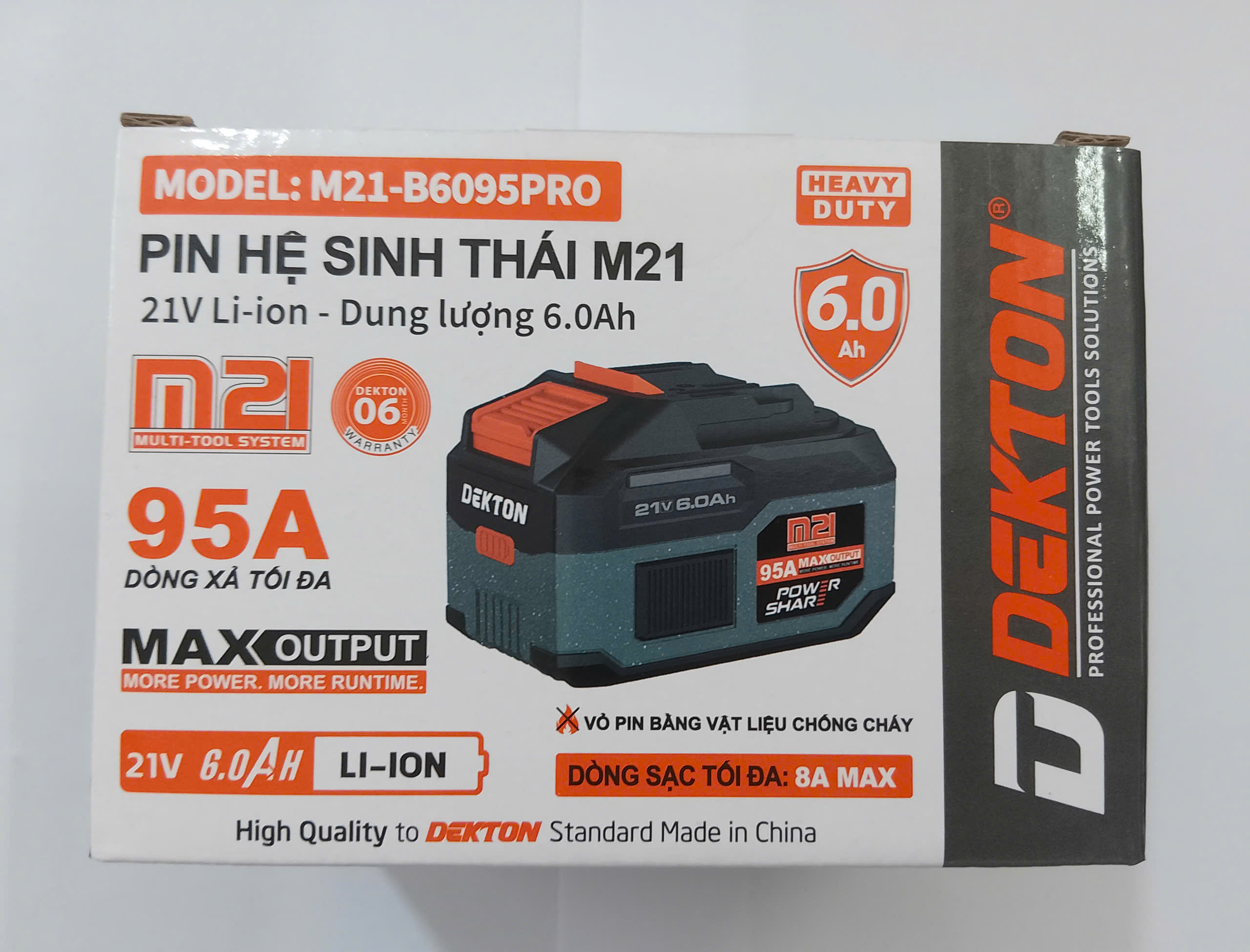 Hình ảnh 13 của mặt hàng Pin 21V - 6Ah dòng xả cao M21-B6095PRO màu xám
