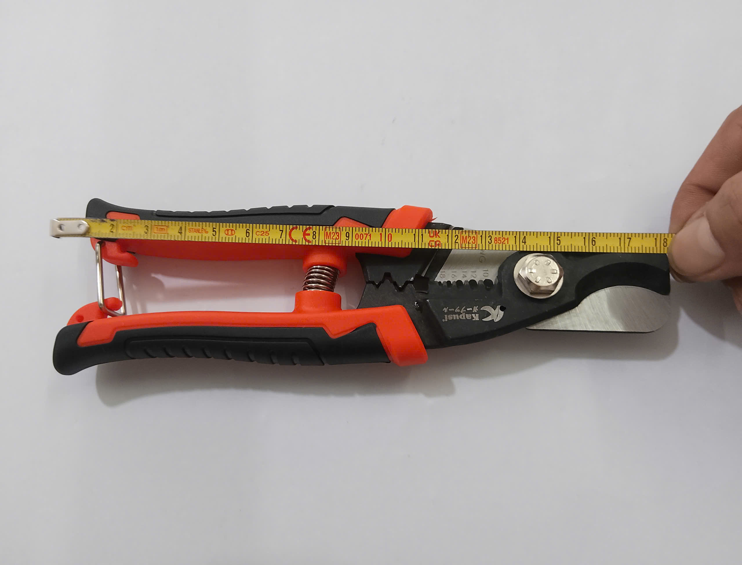 Hình ảnh 2 của mặt hàng Kéo cắt + tuốt dây + bấm cos Kapusi K9170 mỏ cong đơn