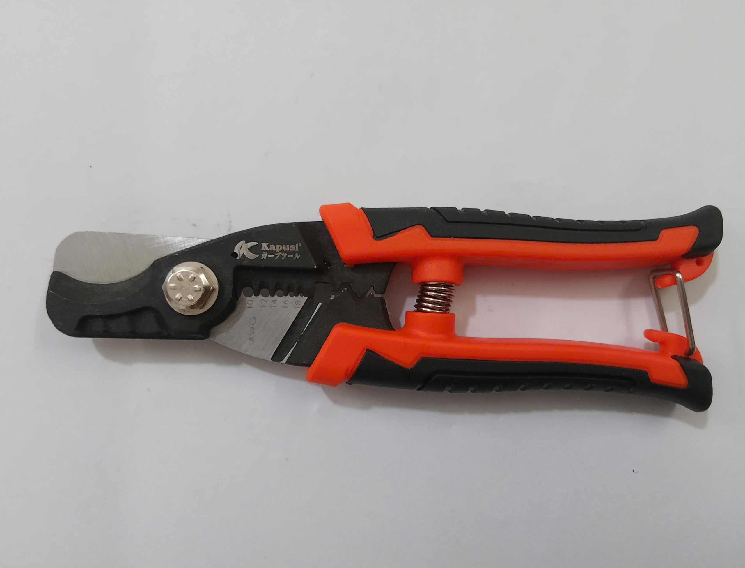 Hình ảnh 4 của mặt hàng Kéo cắt + tuốt dây + bấm cos Kapusi K9170 mỏ cong đơn