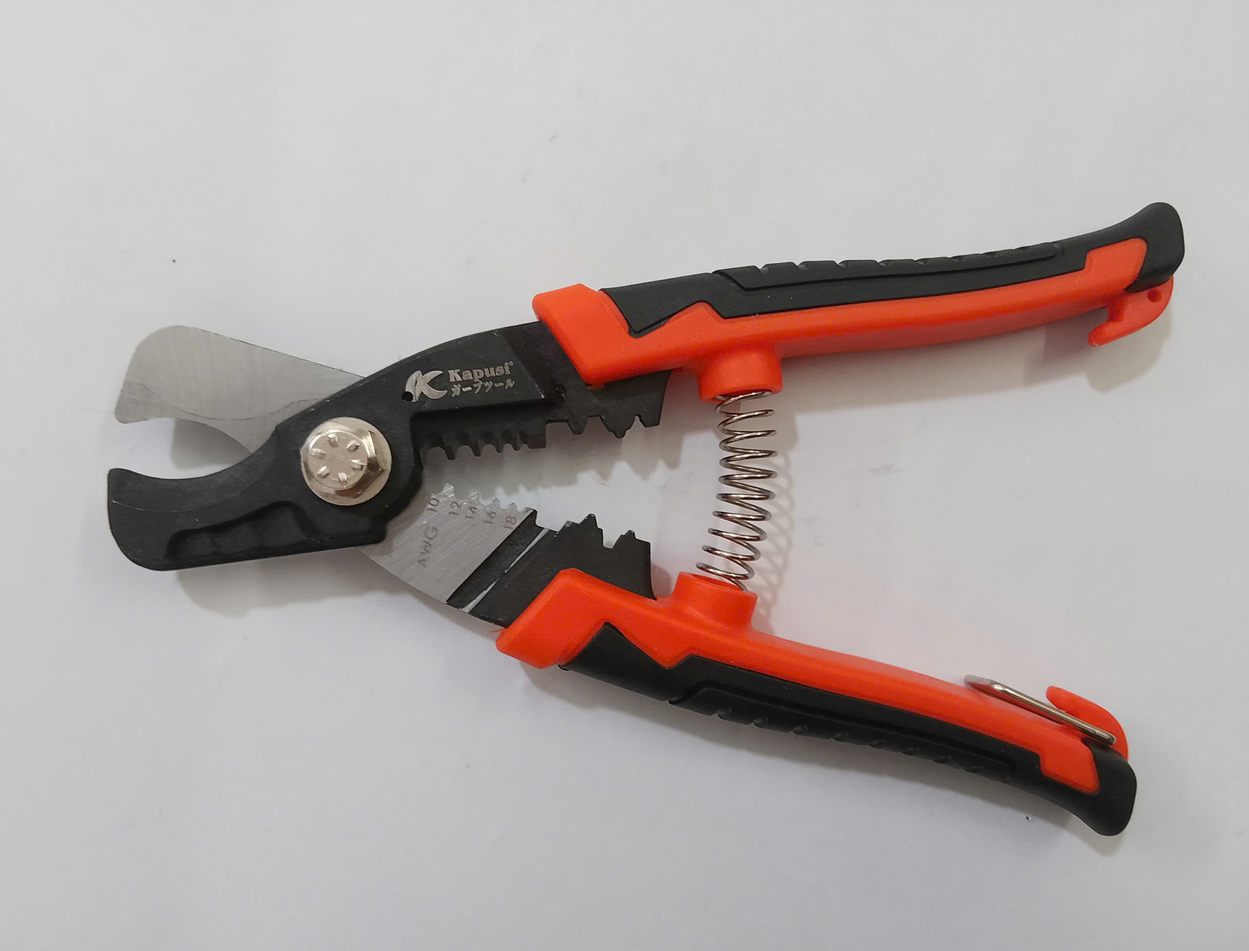 Hình ảnh 5 của mặt hàng Kéo cắt + tuốt dây + bấm cos Kapusi K9170 mỏ cong đơn