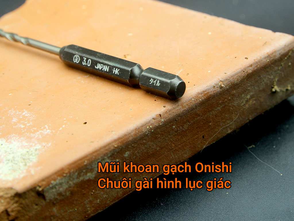 Hình ảnh 7 của mặt hàng Mũi khoan sứ và gạch men Ø3.0mm chuôi lục 6 ly 95mm Onishi Nhật Bản