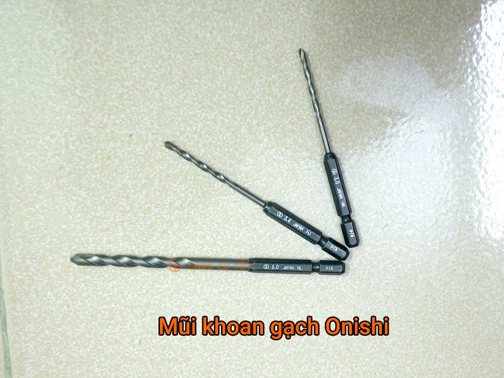 Hình ảnh 8 của mặt hàng Mũi khoan sứ và gạch men Ø3.0mm chuôi lục 6 ly 95mm Onishi Nhật Bản