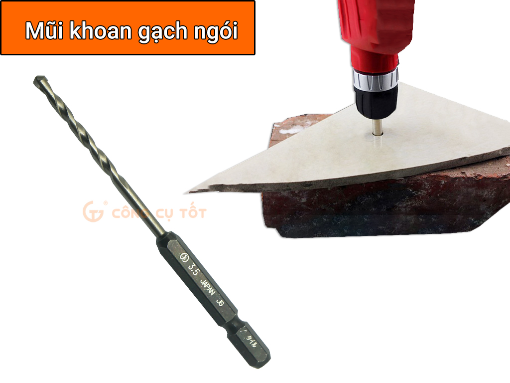 Hình ảnh 7 của mặt hàng Mũi khoan sứ và gạch men Ø3.5mm chuôi lục 6 ly 100mm Onishi Nhật Bản