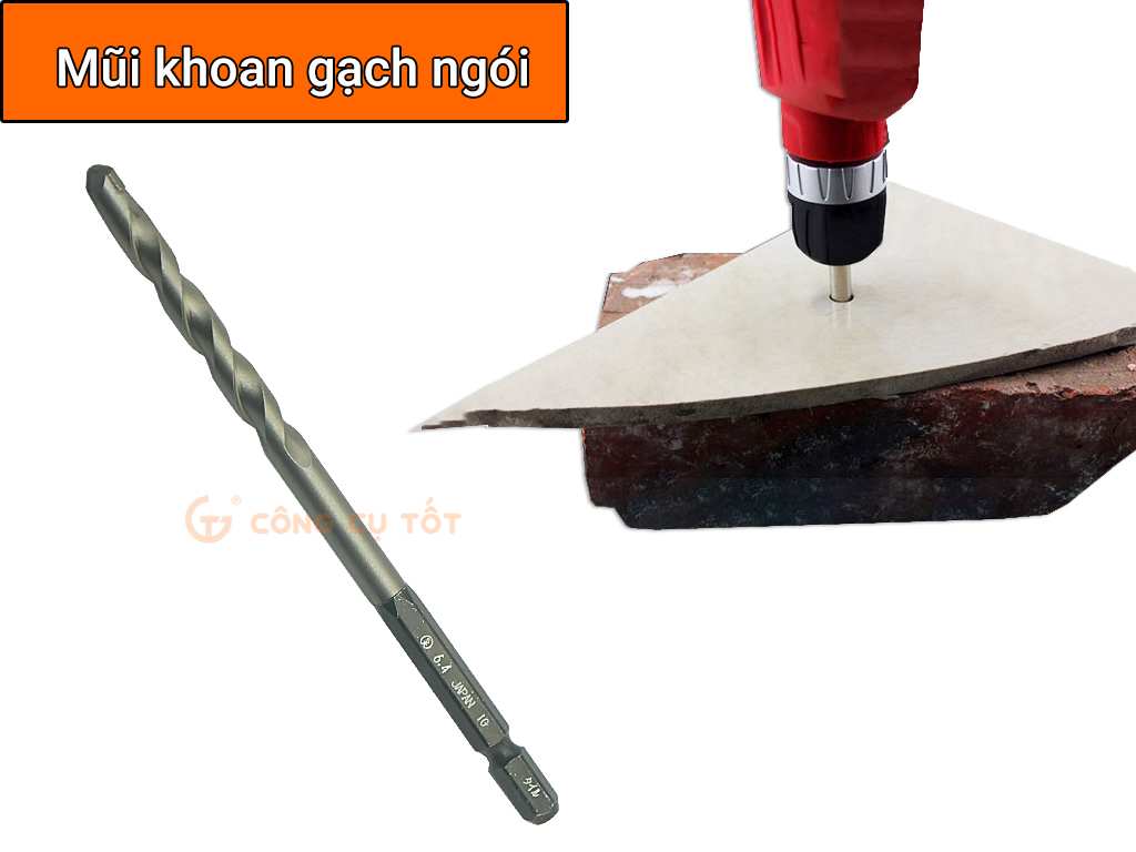 Hình ảnh 7 của mặt hàng Mũi khoan sứ và gạch men Ø6.4mm chuôi lục 6 ly 127mm Onishi Nhật Bản