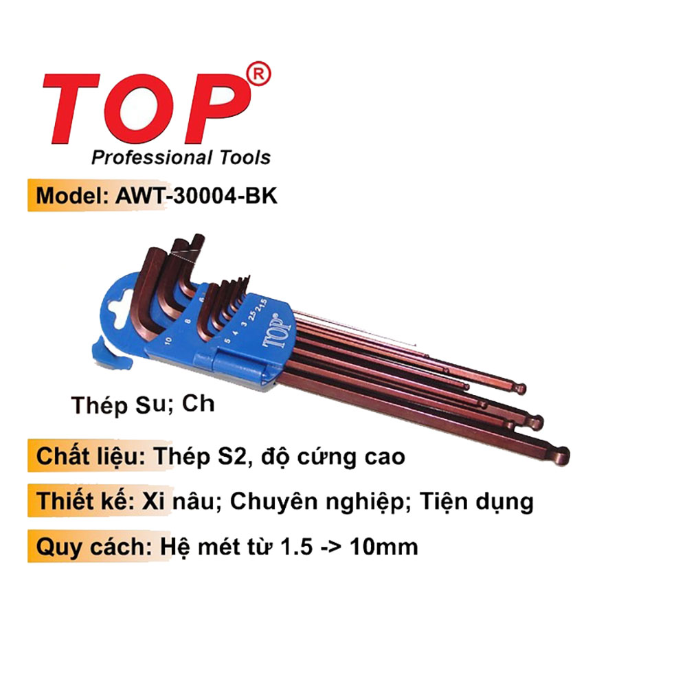 Hình ảnh 7 của mặt hàng Bộ lục giác 9 cây XI NÂU Cao cấp TOP