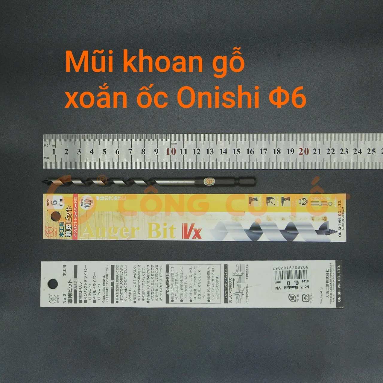 Hình ảnh 8 của mặt hàng Mũi khoan gỗ xoắn ốc Auger Φ6 dài rãnh 100mm chuôi lục Onishi Nhật Bản
