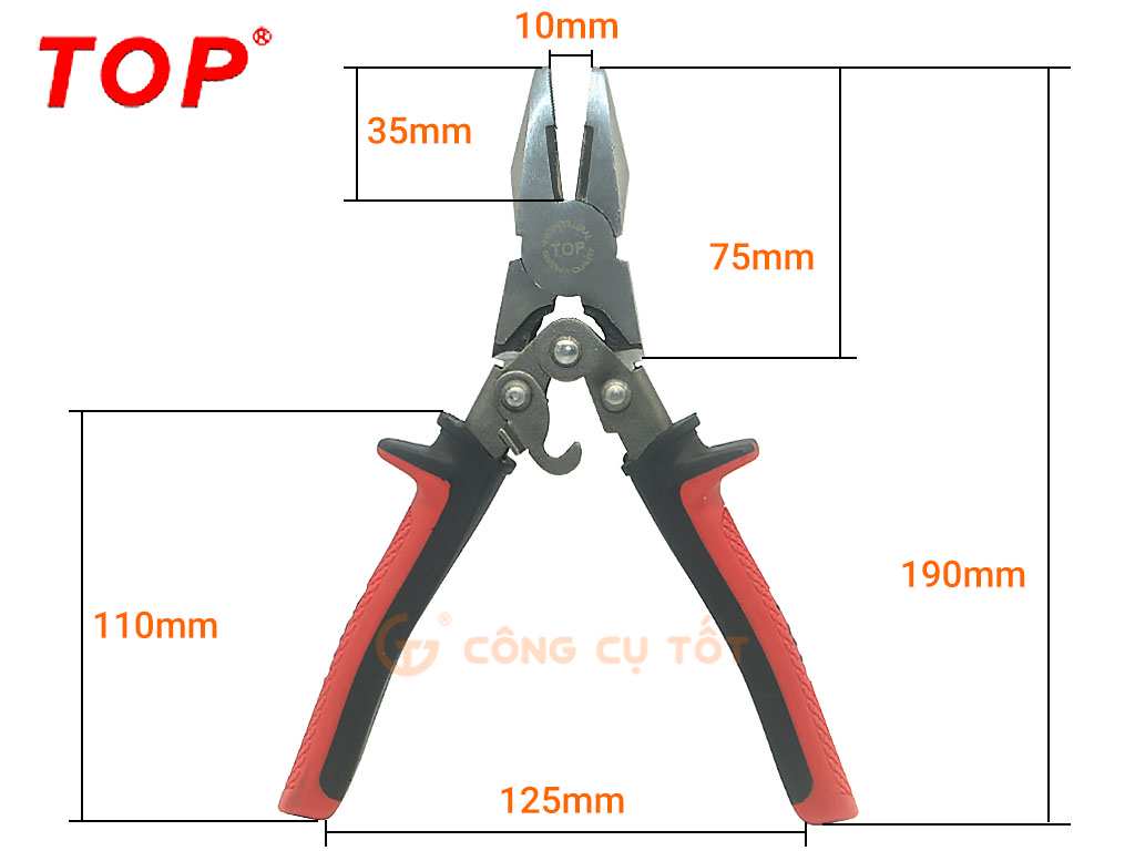 Hình ảnh 5 của mặt hàng Kìm điện có trợ lực TOP 7.5"