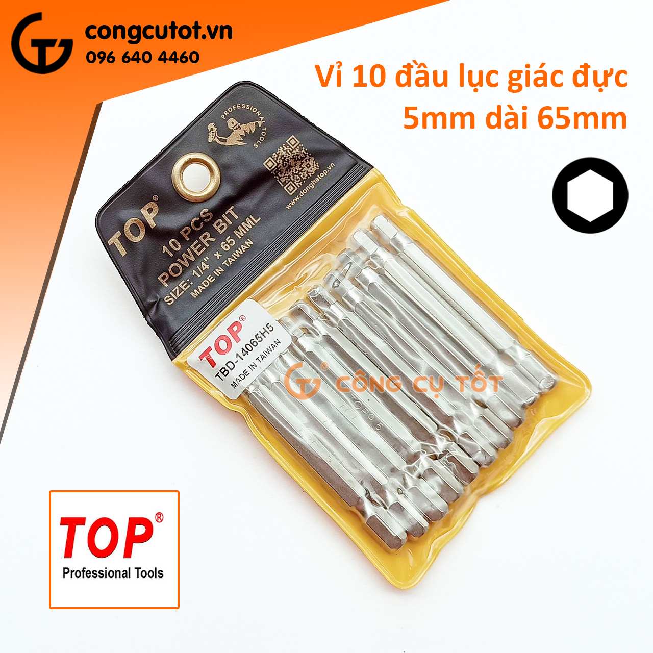 Hình ảnh 11 của mặt hàng Vỉ 10 mũi xiết máy lục giác TOP 65x5mm