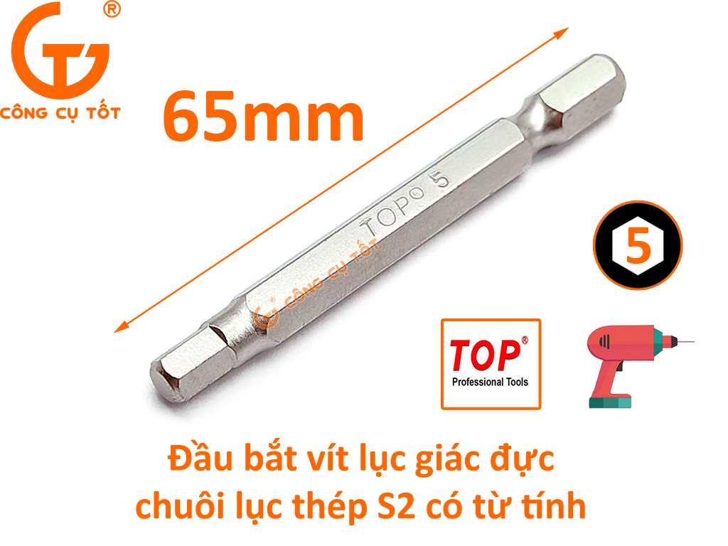 Hình ảnh 6 của mặt hàng Vỉ 10 mũi xiết máy lục giác TOP 65x5mm