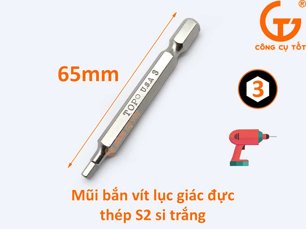 Hình ảnh 8 của mặt hàng Mũi xiết máy lục giác TOP 65x3mm