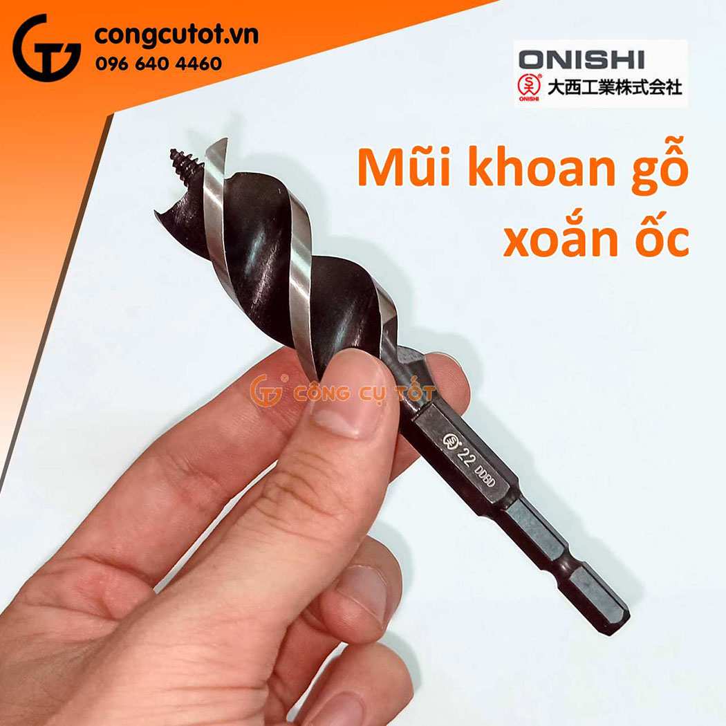 Hình ảnh 1 của mặt hàng Mũi khoan gỗ ngắn 3 cạnh F 22mm Onishi