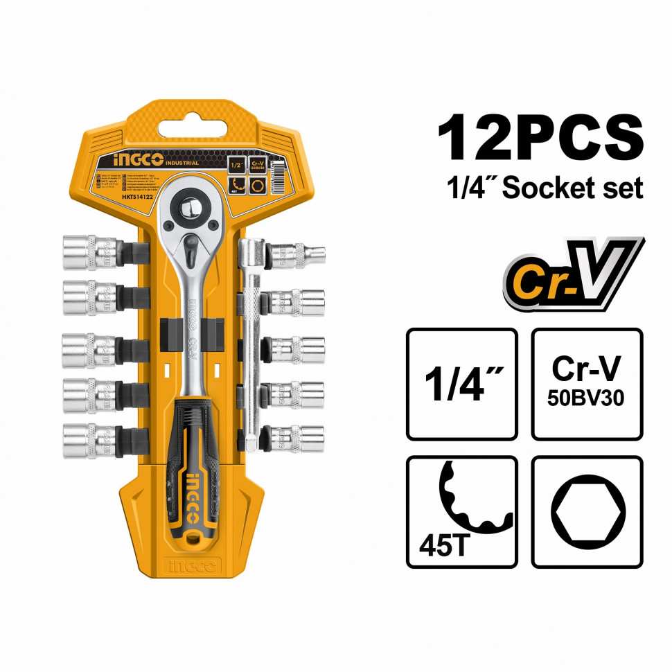 Hình ảnh 1 của mặt hàng Bộ 12 đầu tuýp tay vặn 1/4"