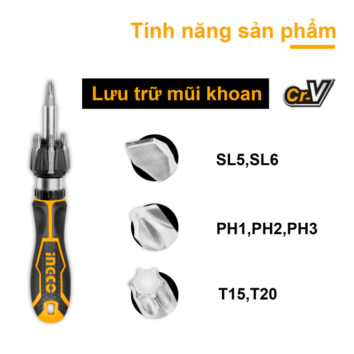 Hình ảnh 1 của mặt hàng Bộ 8 tua vít Ingco