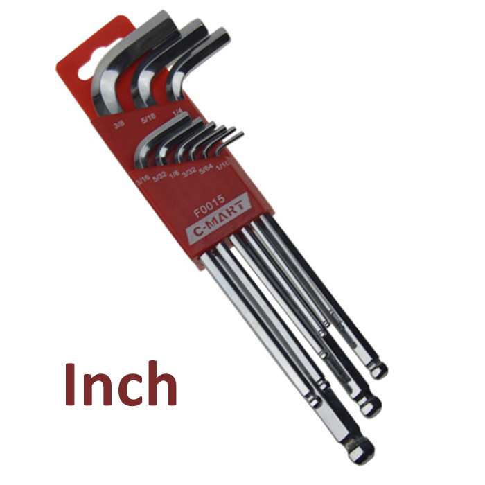 Hình ảnh 1 của mặt hàng Bộ lục giác đầu bi 9 cây hệ inch C-Mart F0015-1