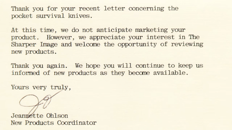 Lá thư từ chối lịch sự của khách hàng