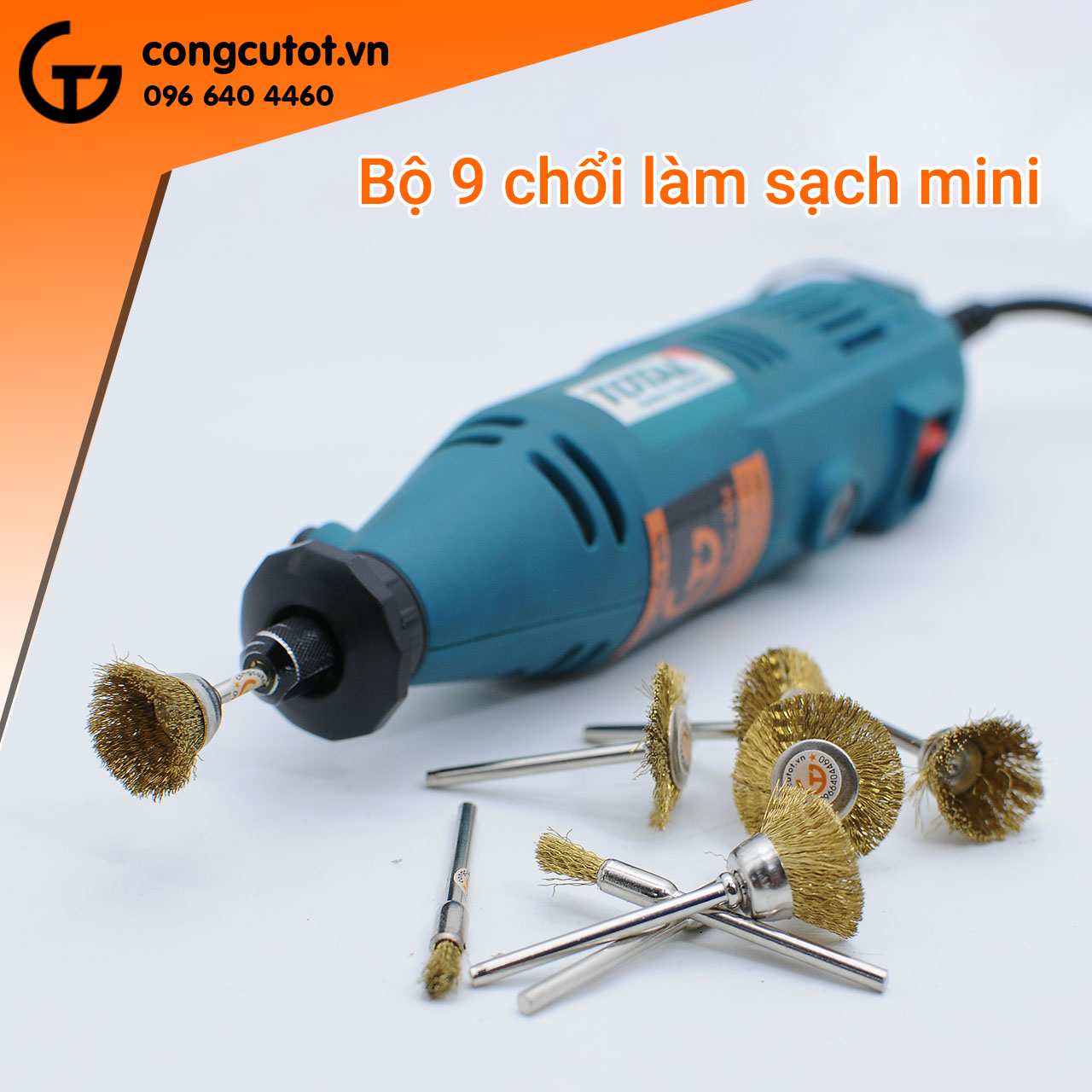 Bộ 9 chổi đồng làm sạch mi ni