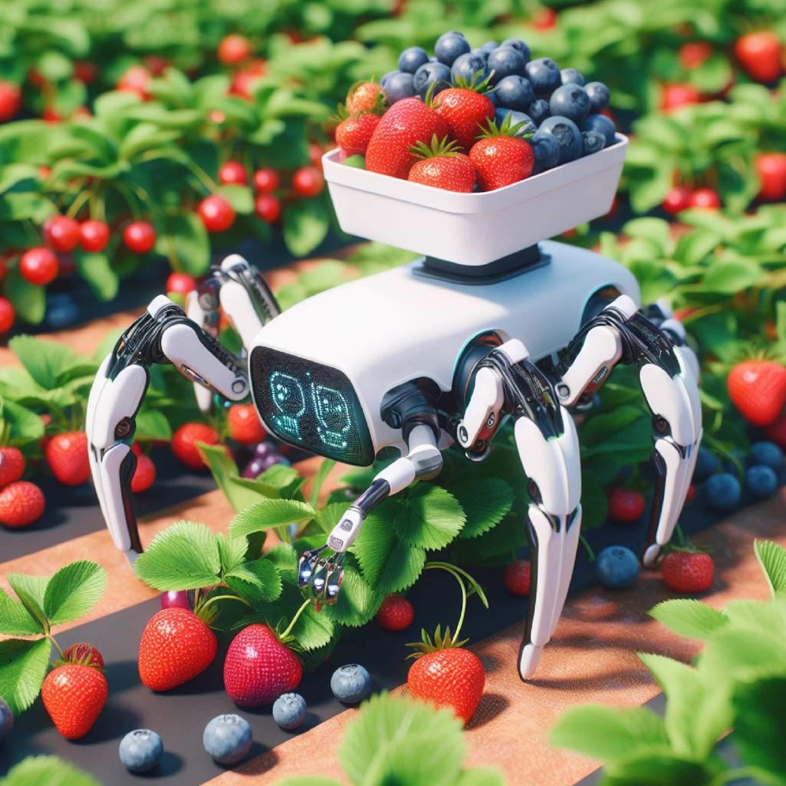 Hình ảnh minh họa một chú robot bò để hái trái cây