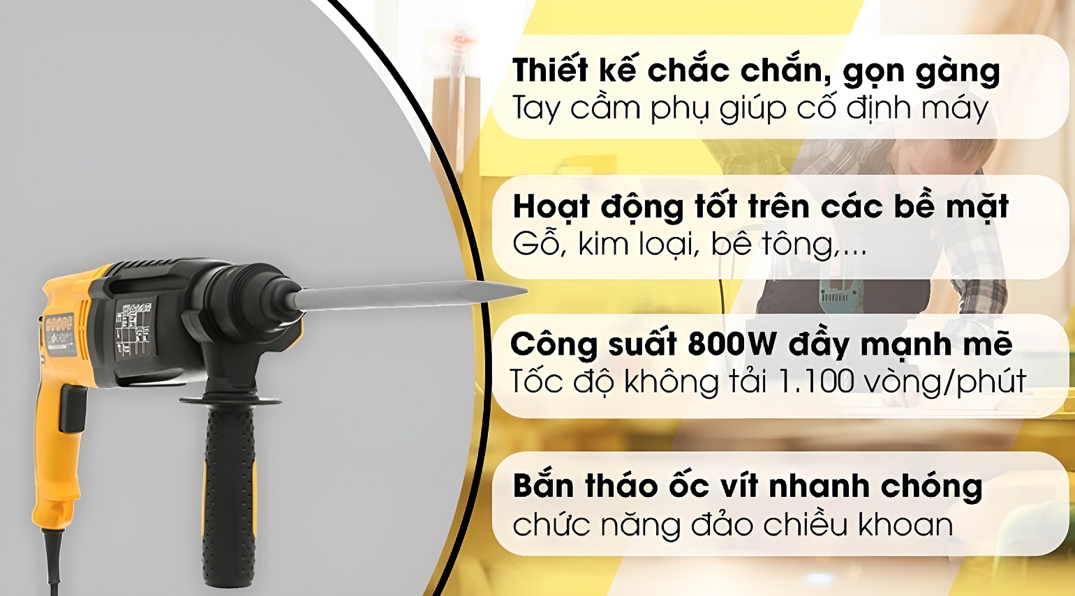 Chức năng của máy khoan đục bê tông