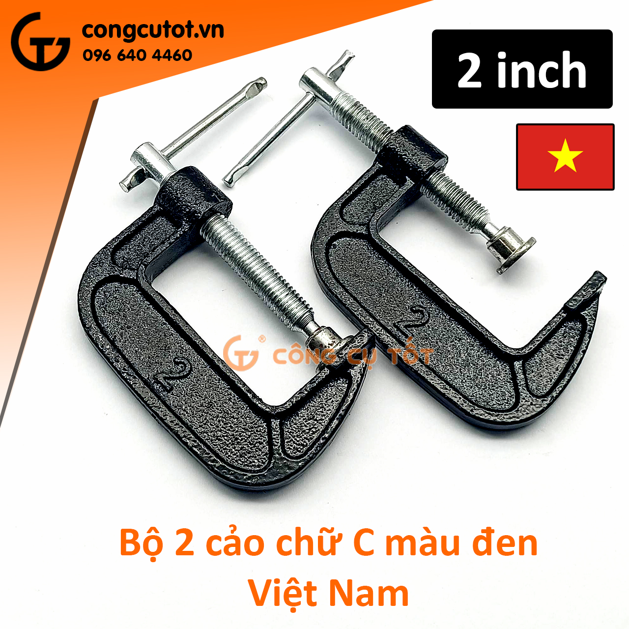 Cặp 2 cảo chữ C Việt Nam màu đen cỡ 2 inch