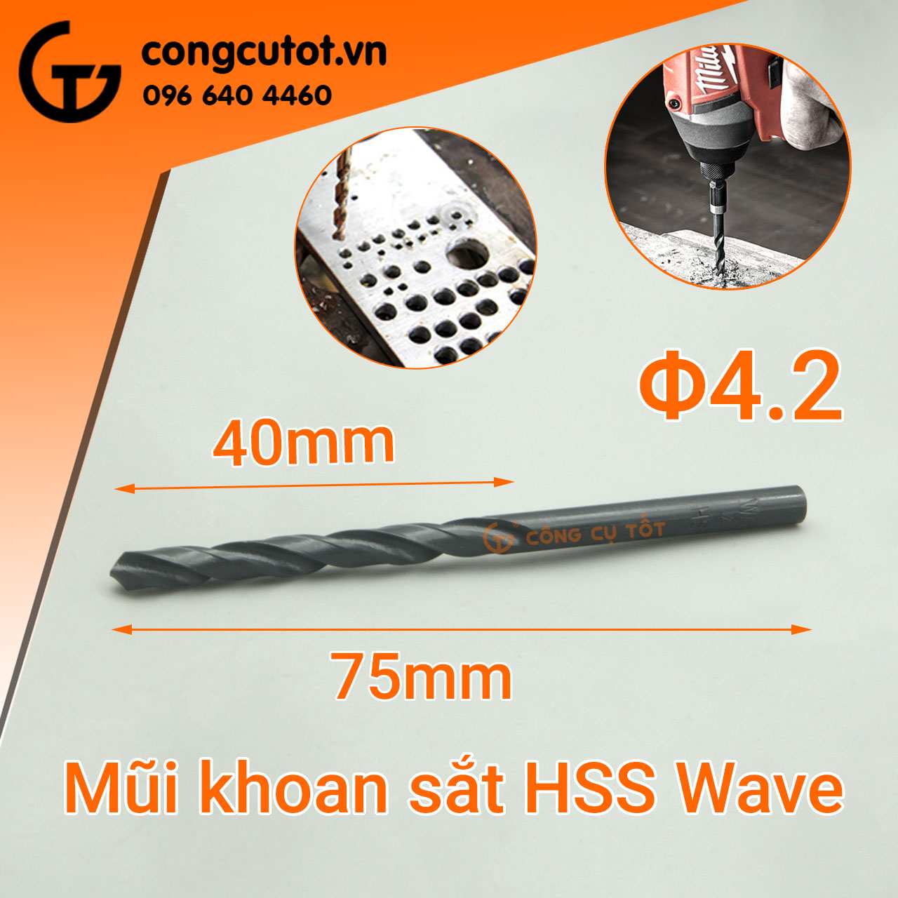 Mũi khoan sắt HSS Wave tạo lỗ khoan có đường kính 4.2mm
