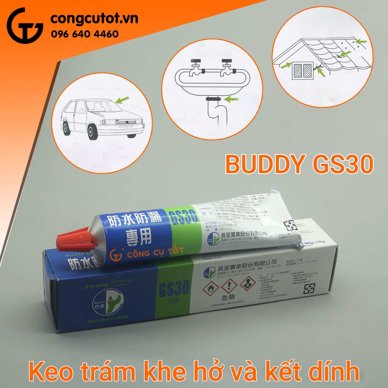 Keo trám và kết dính Buddy GS30 phù hợp với hầu hết các bề mặt vật liệu