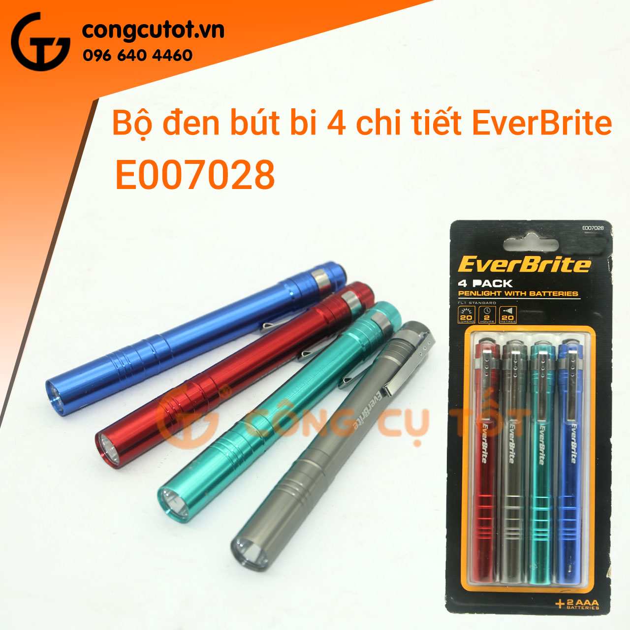 Bộ đèn pin bút bi 4 chiếc EverBrite E007028
