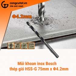 Mũi khoan inox Bosch thép gió HSS-G Φ4.2mm