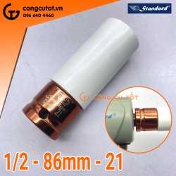 Tuýp lục giác ½ bọc nhựa đồng trắng dài 86mm Standard xanh số 21 bằng thép Cr-Mo cho súng bắn ốc Standard Đài Loan