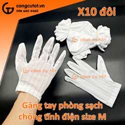 Lố 10 đôi găng tay chống tĩnh điện vải polyester pha sợi carbon size M