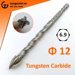 Mũi khoan đa năng 4 cạnh chuôi lục Tungsten Carbide LBM 12mm