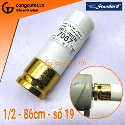 Tuýp lục giác ½ bọc nhựa vàng trắng dài 85mm Standard xanh số 19 bằng thép Cr-Mo cho súng bắn ốc Standard Đài Loan