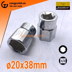 Tuýp lục giác ½ xi bóng gương ⬡20x38mm Standard Đài Loan