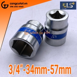 Đầu tuýp lục giác ¾" trắng 34mm dài 57mm LS+ LS122515