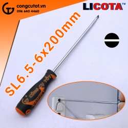 Tua vít dẹp SL6.5 Ø6x200mm cán cao su mềm chống dầu cam đen Licota ASD-5320065