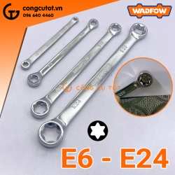 Bộ 4 cờ lê 2 đầu vòng sao E6-E24 bằng thép CrV xi trắng Wadfow WFR2404