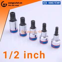 Bộ 5 cục tuýp 1/2 mũi vít spine 12 cánh M8 ~M16 Kingtony 4105PR