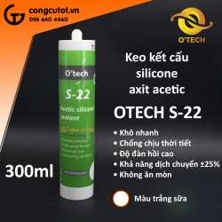 Keo kết cấu axit Acetic Silicone 300ml OTECH S-22 trắng sữa.